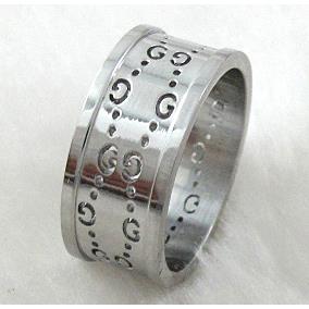 Stainless steel ring, platinum plated
