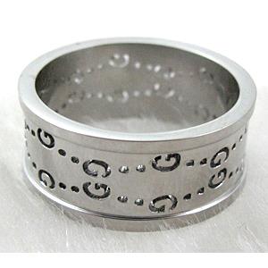 Stainless steel ring, platinum plated