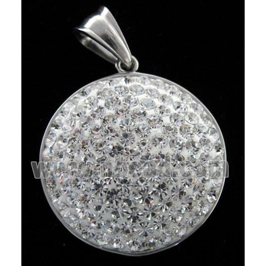 Stainless steel pendant with fimo clay pave mid-east rhinestone