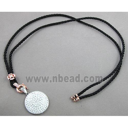 Stainless steel pendant with fimo clay pave mid-east rhinestone