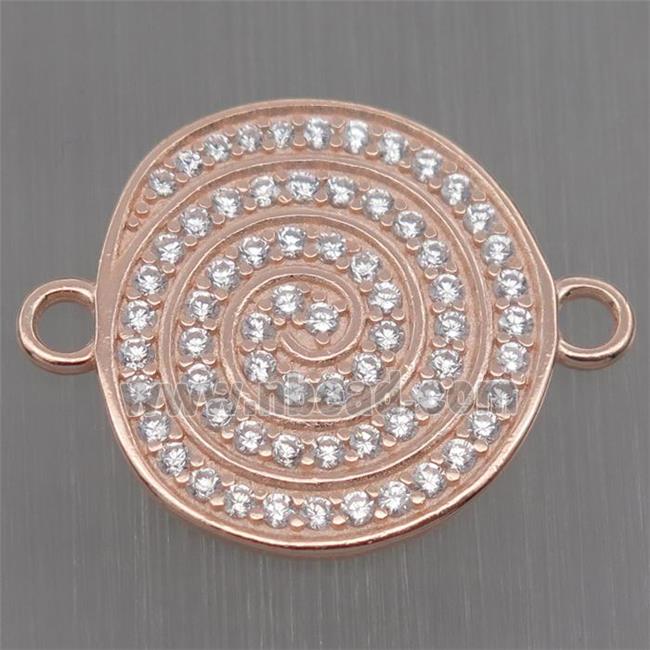 Sterling Silver rebirth connector paved zircon, rose gold