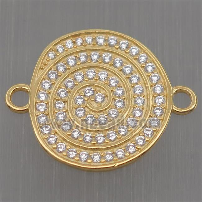 Sterling Silver rebirth connector paved zircon, gold plated