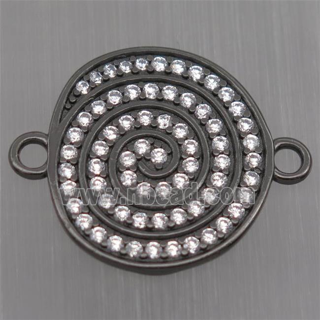Sterling Silver rebirth connector paved zircon, black plated