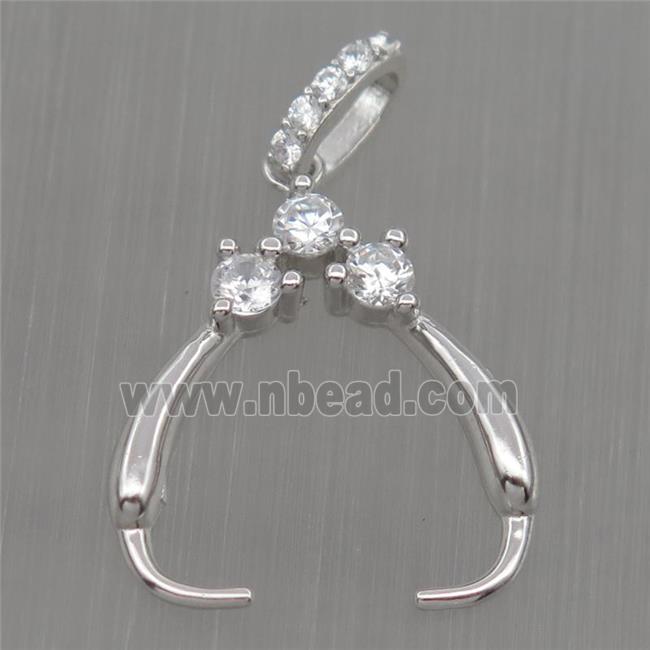 Sterling Silver clasp paved zircon, platinum plated
