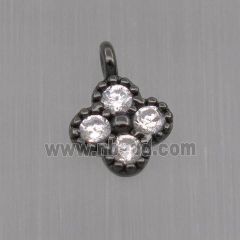 Sterling Silver clover pendant paved zircon, black plated
