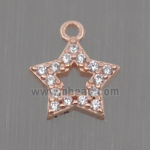 Sterling Silver star pendant paved zircon, rose gold