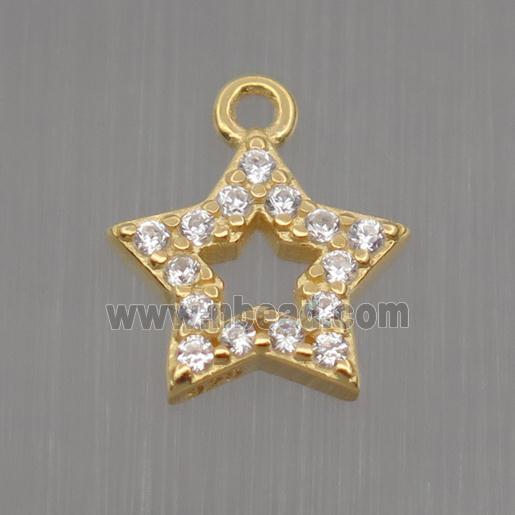 Sterling Silver star pendant paved zircon, gold plated