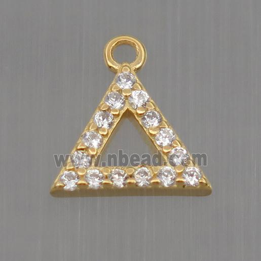Sterling Silver triangle pendant paved zircon, gold plated