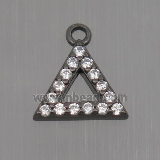 Sterling Silver triangle pendant paved zircon, black plated