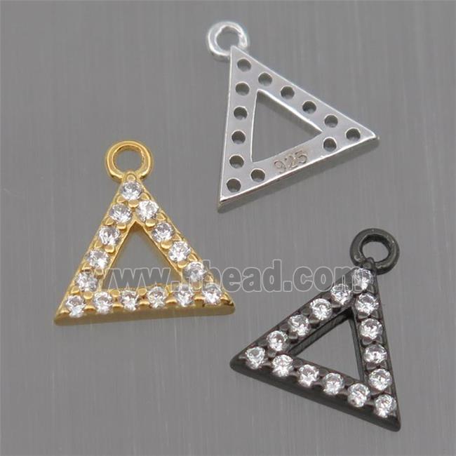 Sterling Silver triangle pendant paved zircon, mixed color