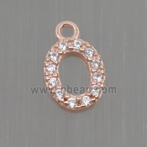 Sterling Silver oval pendant paved zircon, rose gold