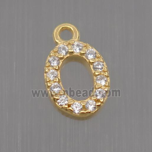 Sterling Silver oval pendant paved zircon, gold plated