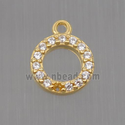 Sterling Silver circle pendant paved zircon, gold plated