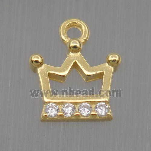 Sterling Silver crown pendant paved zircon, gold plated