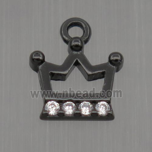Sterling Silver crown pendant paved zircon, black plated