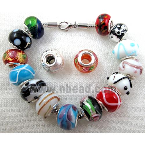 Bead, Sterling Silver Core, Mix color Lampwork Beads