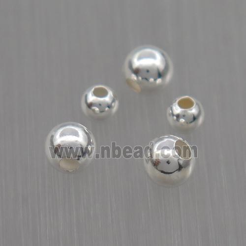 round Sterling Silver beads paved zircon, silver plated