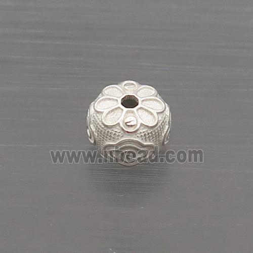 Sterling Silver Beads Round Flower