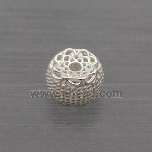Sterling Silver Beads Round Flower Hollow