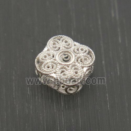 Sterling Silver Beads Square Hollow