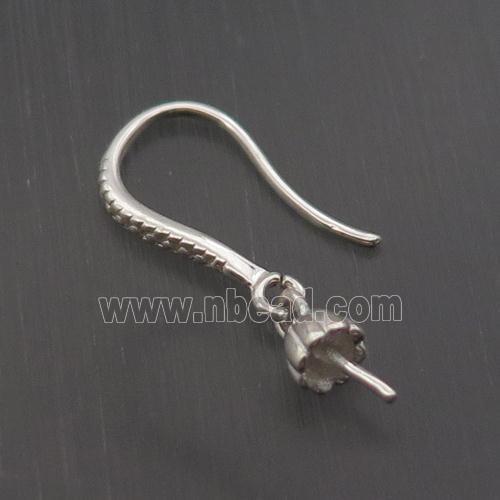 Sterling Silver Hook Earring Pave Zircon With Bail