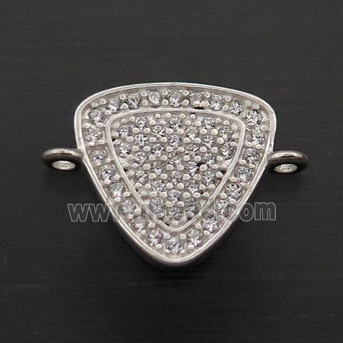 Sterling Silver Triangle Connector Pave Zircon