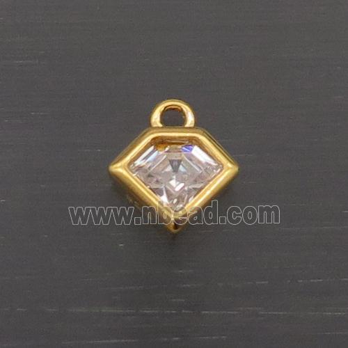 Sterling Silver Polygon Pendant Pave Crystal Gold Plated