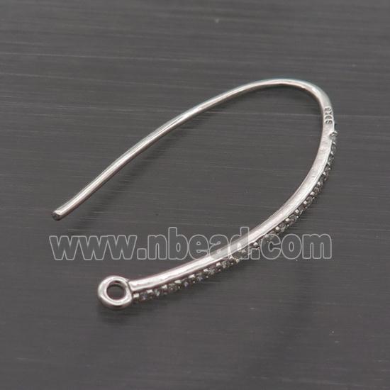 Sterling Silver Hook Earring Pave Zircon