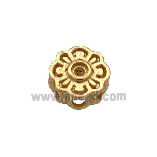 Sterling Silver Beads Flower Hollow Gold Plated
