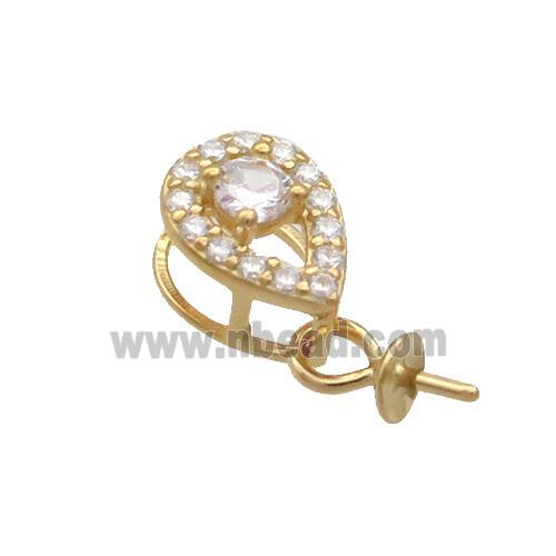 Sterling Silver Bail Pave Zircon Pad Gold Plated