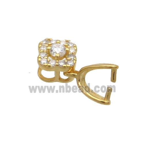 Sterling Silver Pinch Bail Pave Zircon Clasp Gold Plated