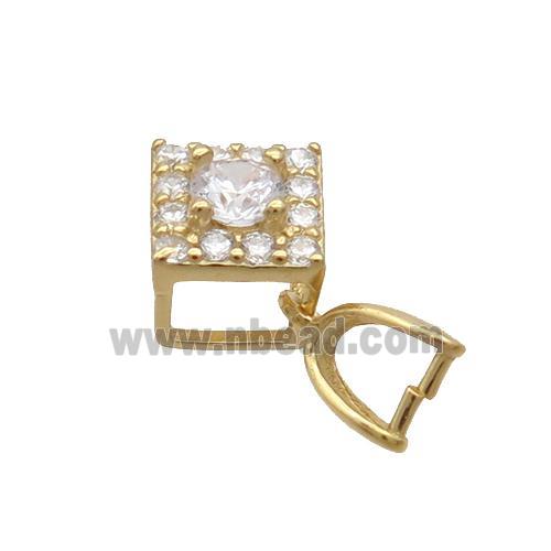 Sterling Silver Pinch Bail Pave Zircon Clasp Gold Plated