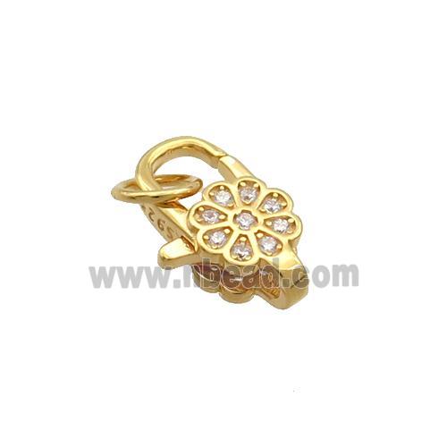 Sterling Silver Lobster Clasp Pave Zircon Flower Gold Plated