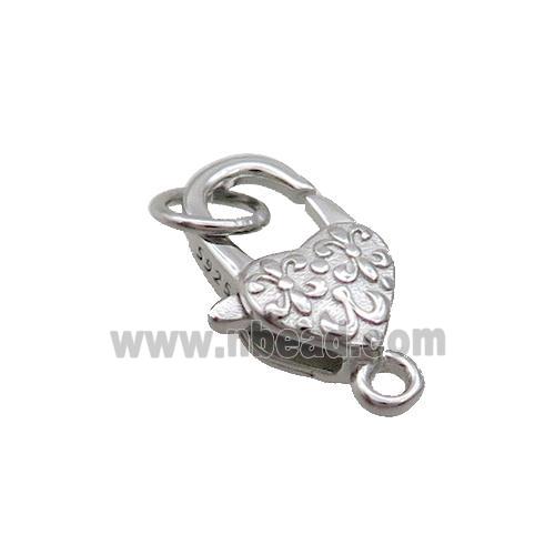 Sterling Silver Lobster Clasp Platinum Plated