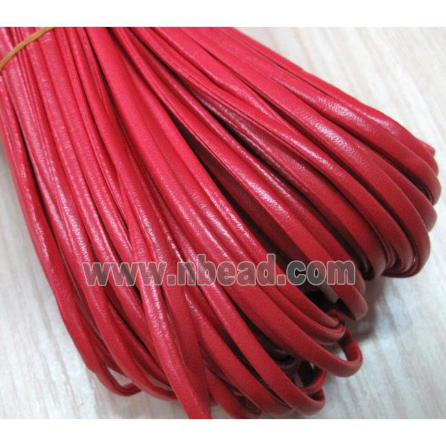 PU leather Cord, flat, red