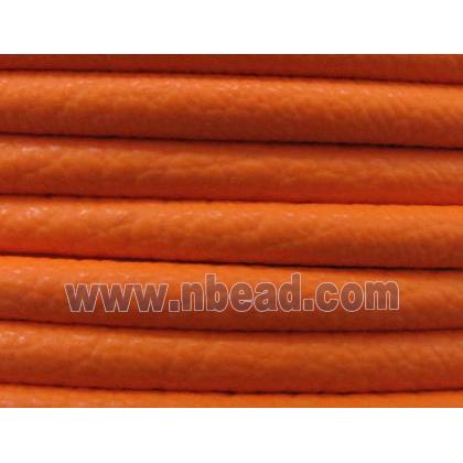 PU Leather Cord, round, orange