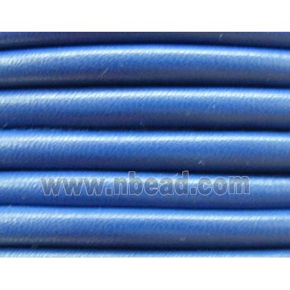 PU Leather Cord, round, blue