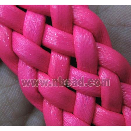 PU leather Cord, braided, hotpink