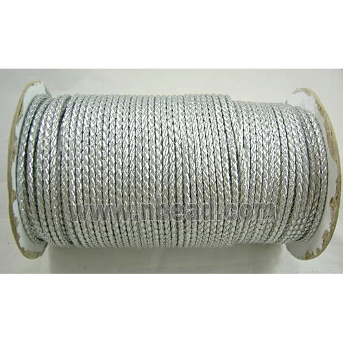 PU Leather Cord, silver