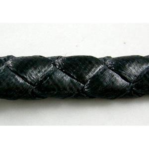 Black Braided Cord, Waxed, Flat, grade-A