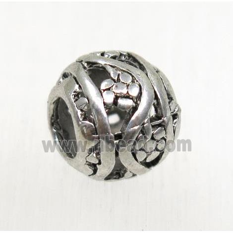 round tibetan silver hollow beads, non-nickel