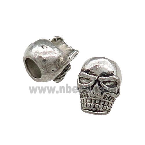 Tibetan Style Zinc Skull Charms Beads Large Hole Antique Silver
