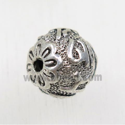 round tibetan silver alloy beads, non-nickel