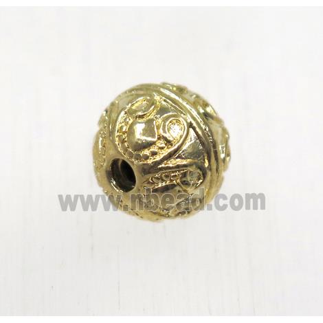 tibetan silver alloy beads, non-nickel, gold plated