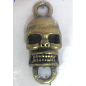Tibetan Silver Skull connector, Antique bronze