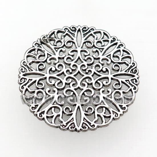 Tibetan Style Zinc Pendant Circle Filigree Antique Silver