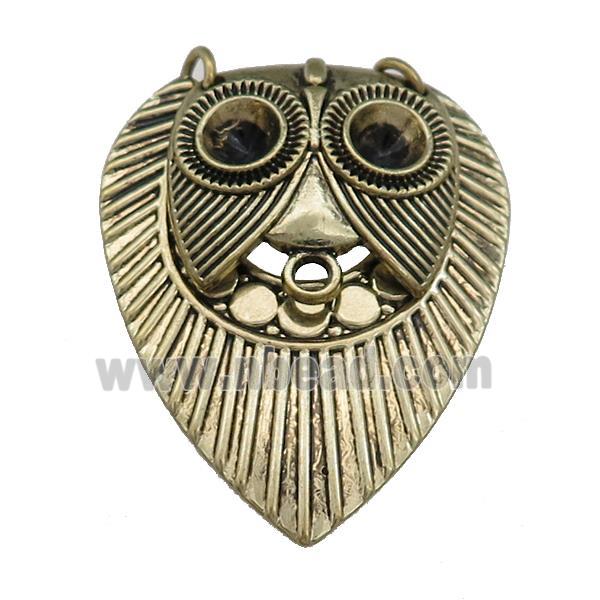 Tibetan Style Zinc Owl Birds Charms Pendant 2loops Antique Gold