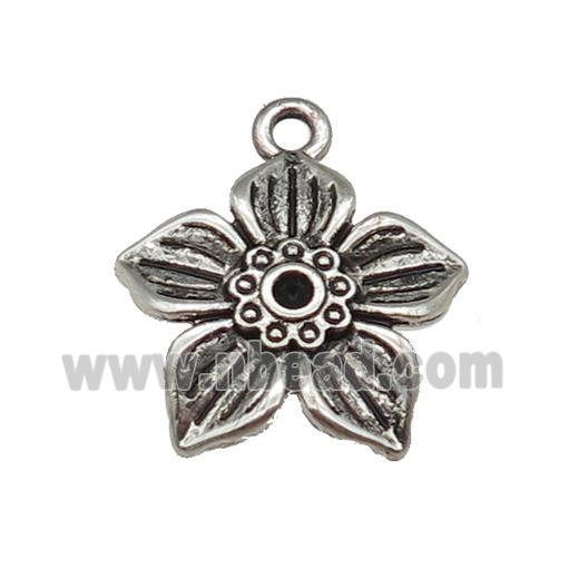 Tibetan Style Zinc Flower Pendant Antique Silver