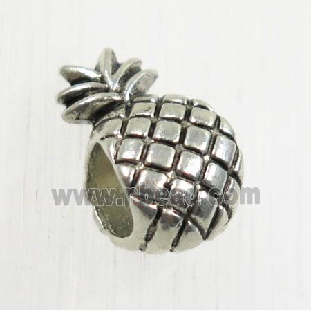 tibetan silver pineapple beads, zinc, large hole, non-nickel