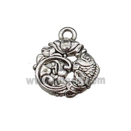 Tibetan Style Zinc Pendant Lucky Fish Antique Silver